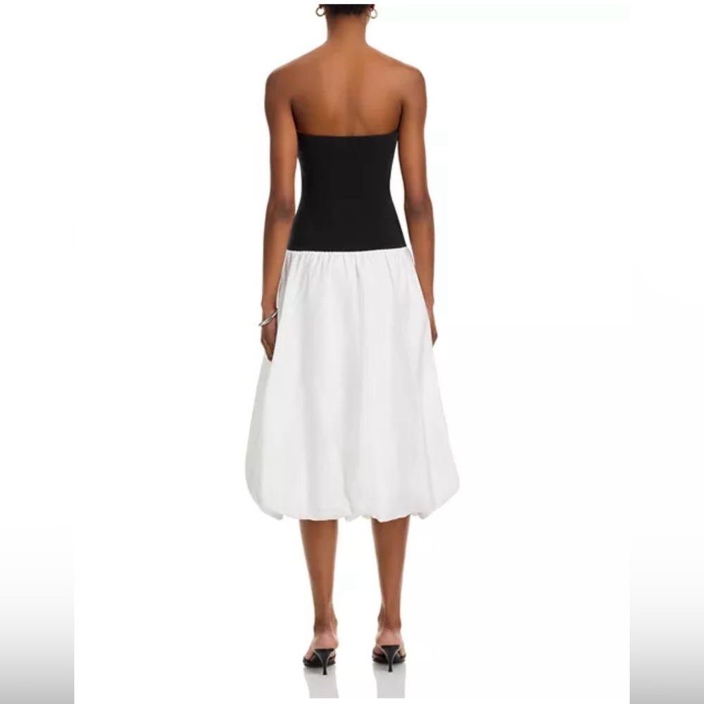 Steve Madden Oliver Bubble Hem Dress dropwaist black white midi dress size Small - Picture 3 of 6
